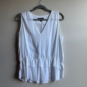 Banana Republic White Flowy Peplum Sleeveless Top Size Large